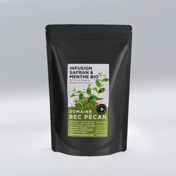 Infusion safran et menthe poivrée biologique, ensemble de 3 sachets