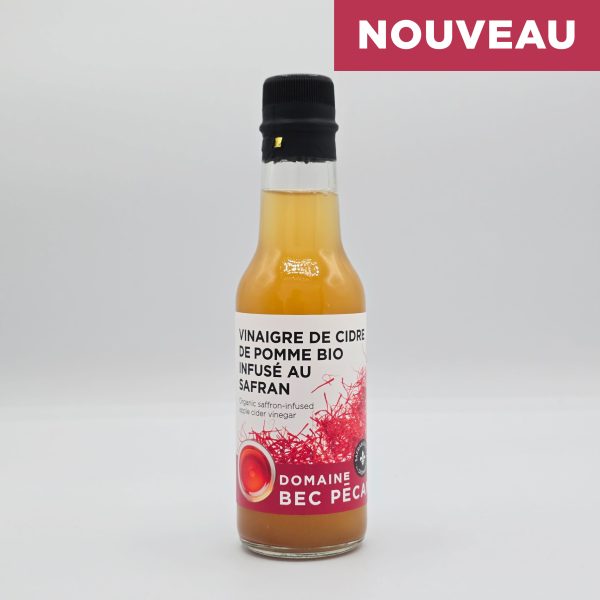 Vinaigre de cidre de pomme biologique infusé au safran