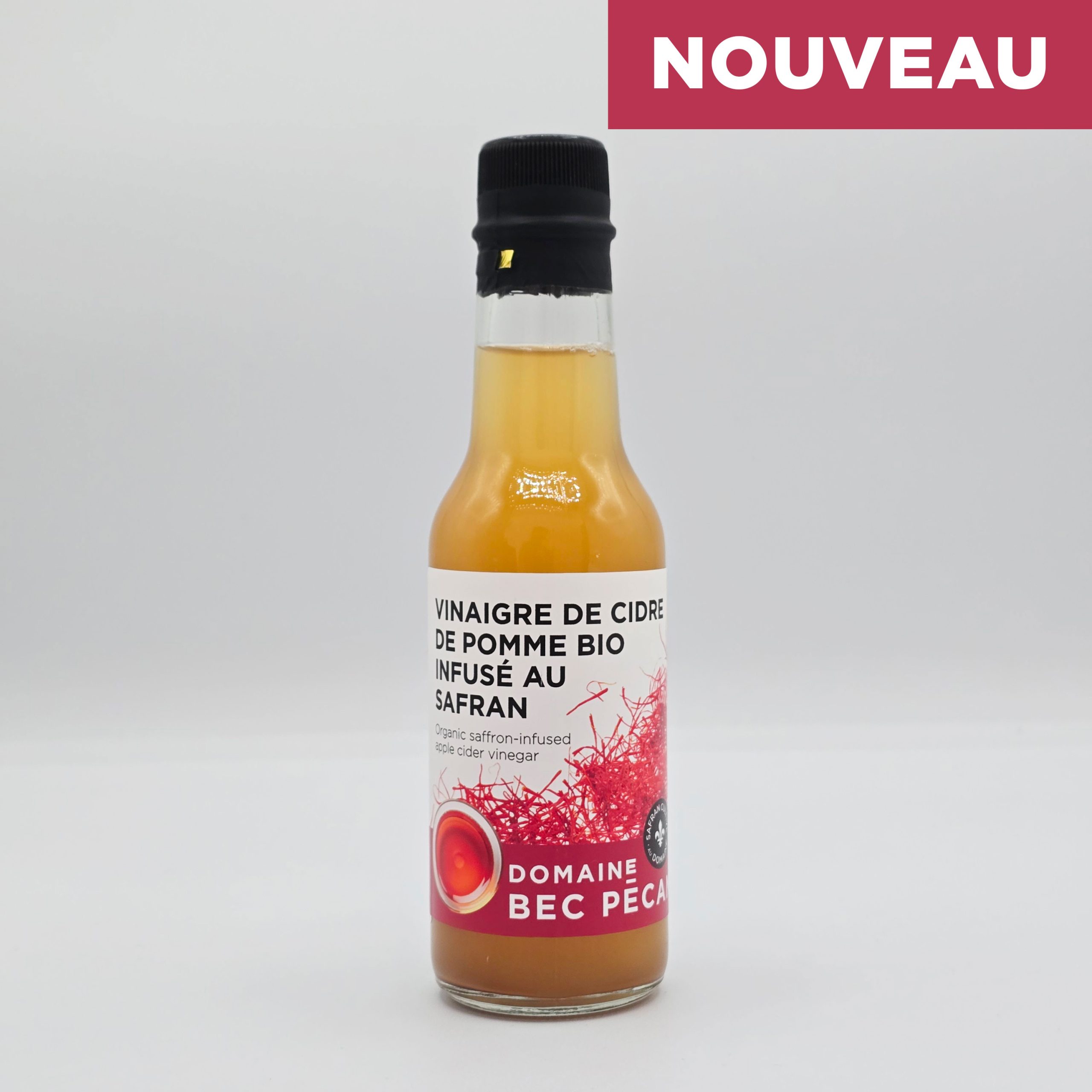 Vinaigre de cidre de pomme biologique infusé au safran